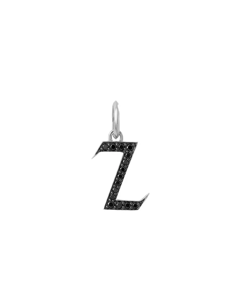 Jennifer Fisher Jennifer Fisher Capital Gothic Letter Charm with Pavé Black Diamonds 18K White Gold / Z