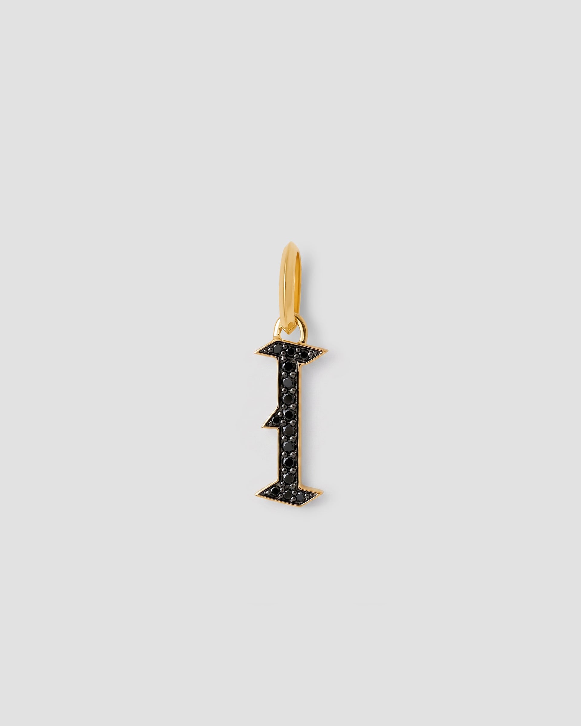 Jennifer Fisher Jennifer Fisher Capital Gothic Letter Charm with Pavé Black Diamonds 18K Yellow Gold / I
