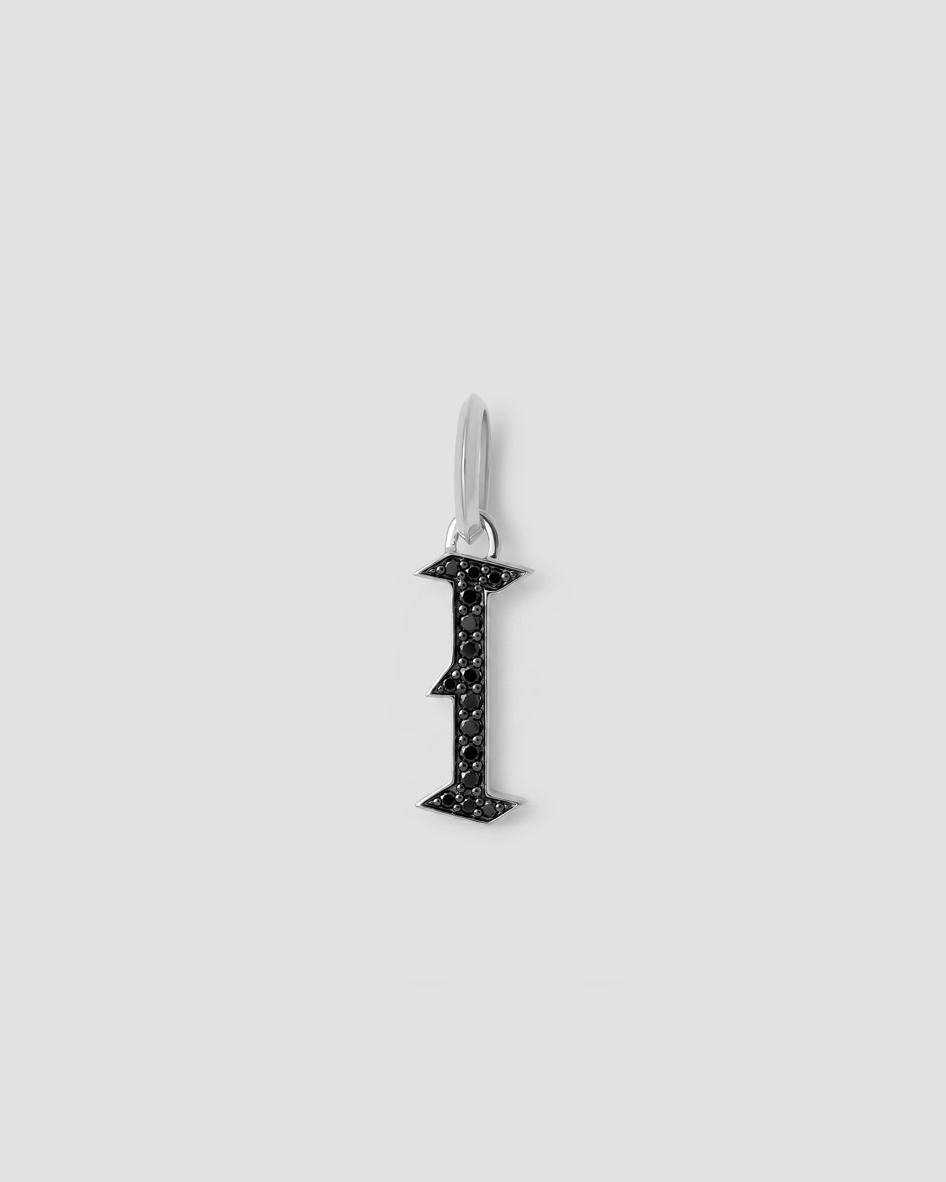 Jennifer Fisher Jennifer Fisher Capital Gothic Letter Charm with Pavé Black Diamonds 18K White Gold / I