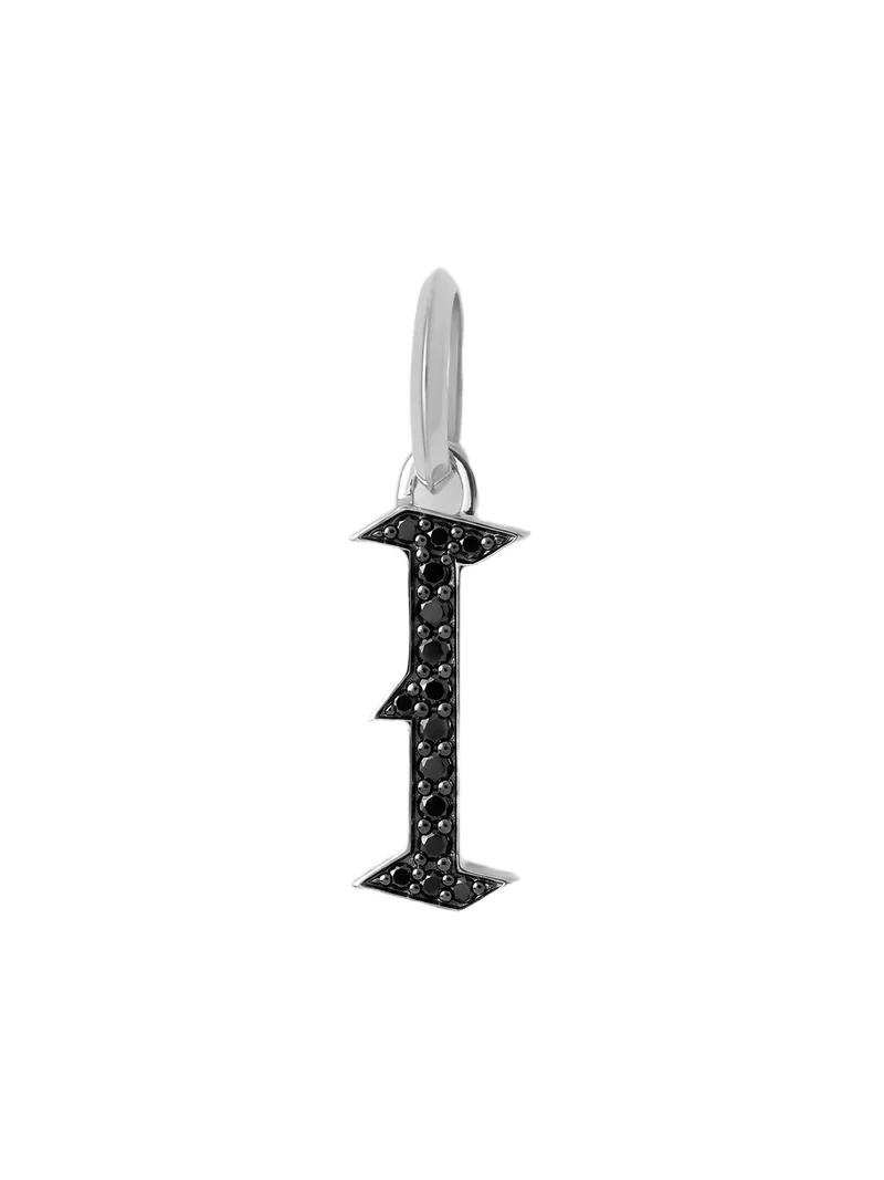 Jennifer Fisher Jennifer Fisher Capital Gothic Letter Charm with Pavé Black Diamonds 18K White Gold / I