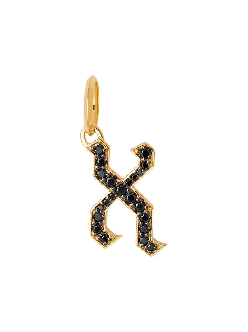 Jennifer Fisher Jennifer Fisher Capital Gothic Letter Charm with Pavé Black Diamonds 18K Yellow Gold / X
