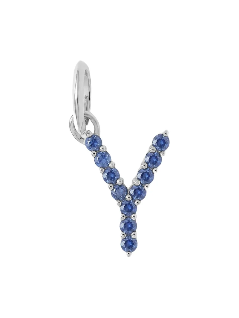 Jennifer Fisher Medium Floating Sapphire Minimal Block Letter 18K White Gold / Y