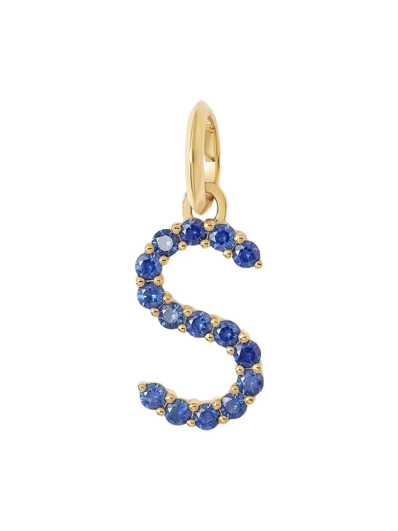 Jennifer Fisher Medium Floating Sapphire Minimal Block Letter 18K Yellow Gold / S