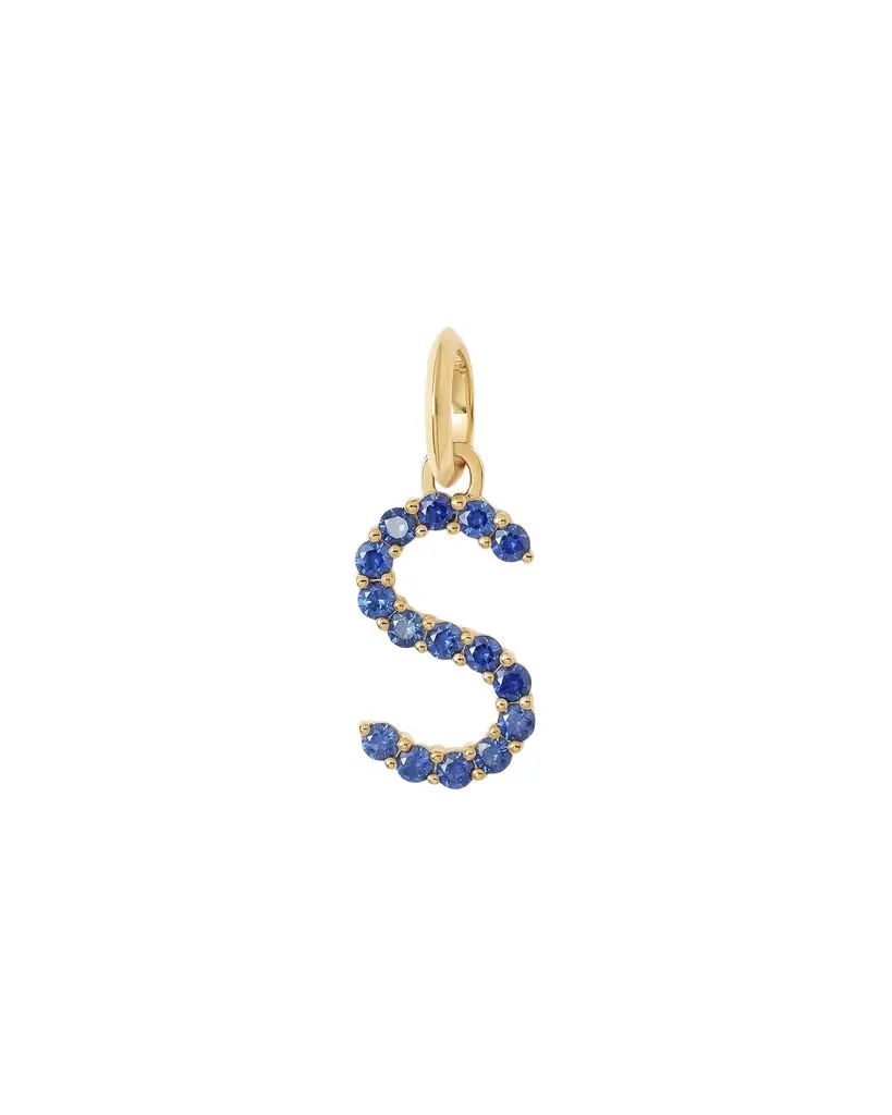 Jennifer Fisher Medium Floating Sapphire Minimal Block Letter 18K Yellow Gold / S Jennifer Fisher Medium Floating Sapphire Minimal Block Letter 18K Yellow Gold / S