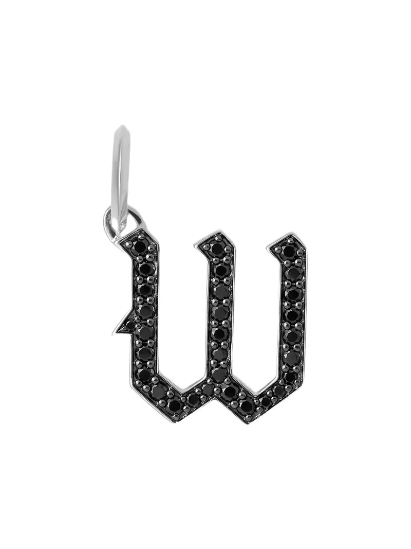 Jennifer Fisher Jennifer Fisher Capital Gothic Letter Charm with Pavé Black Diamonds 18K White Gold / W