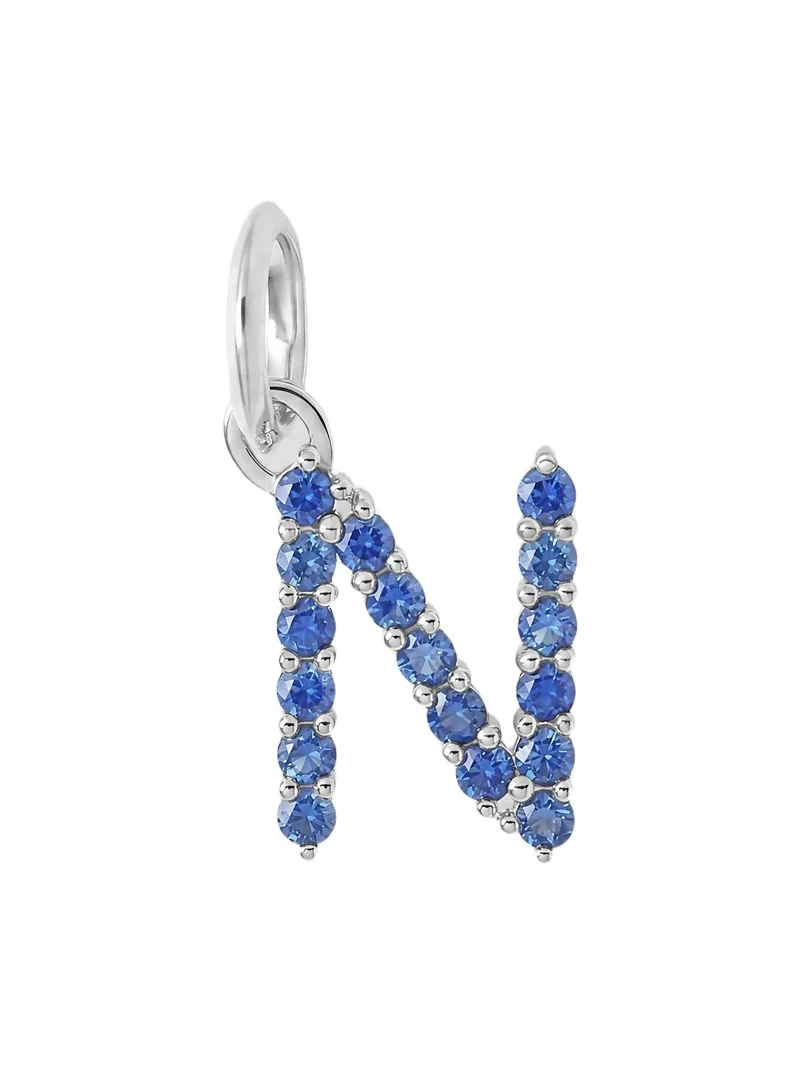 Jennifer Fisher Medium Floating Sapphire Minimal Block Letter 18K White Gold / N