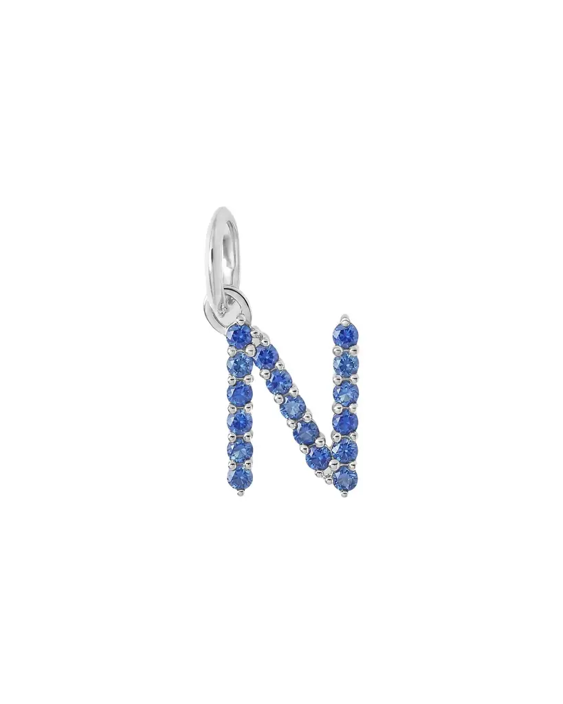 Jennifer Fisher Medium Floating Sapphire Minimal Block Letter 18K White Gold / N