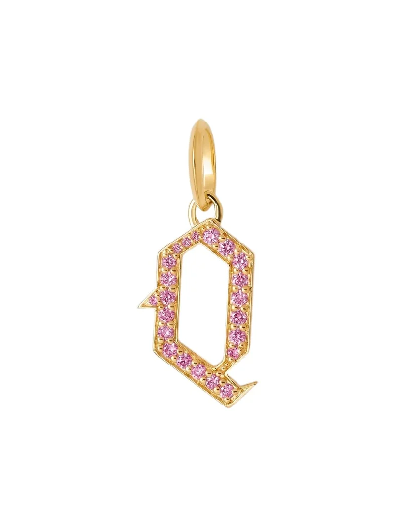 Jennifer Fisher Jennifer Fisher Capital Gothic Letter Charm with Pavé Gemstones Pink Sapphire / Q