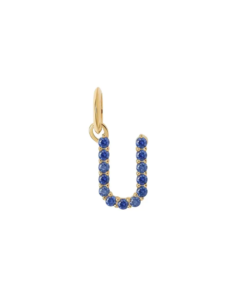 Jennifer Fisher Jennifer Fisher Medium Floating Sapphire Minimal Block Letter 18K Yellow Gold / U