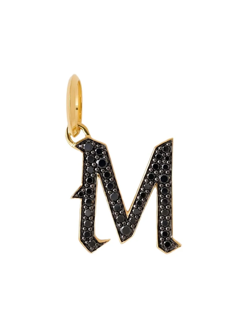 Jennifer Fisher Jennifer Fisher Capital Gothic Letter Charm with Pavé Black Diamonds 18K Yellow Gold / M