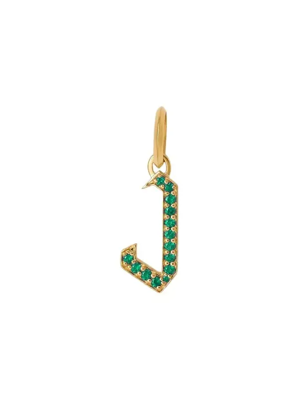 Jennifer Fisher Jennifer Fisher Capital Gothic Letter Charm with Pavé Gemstones Emerald / J