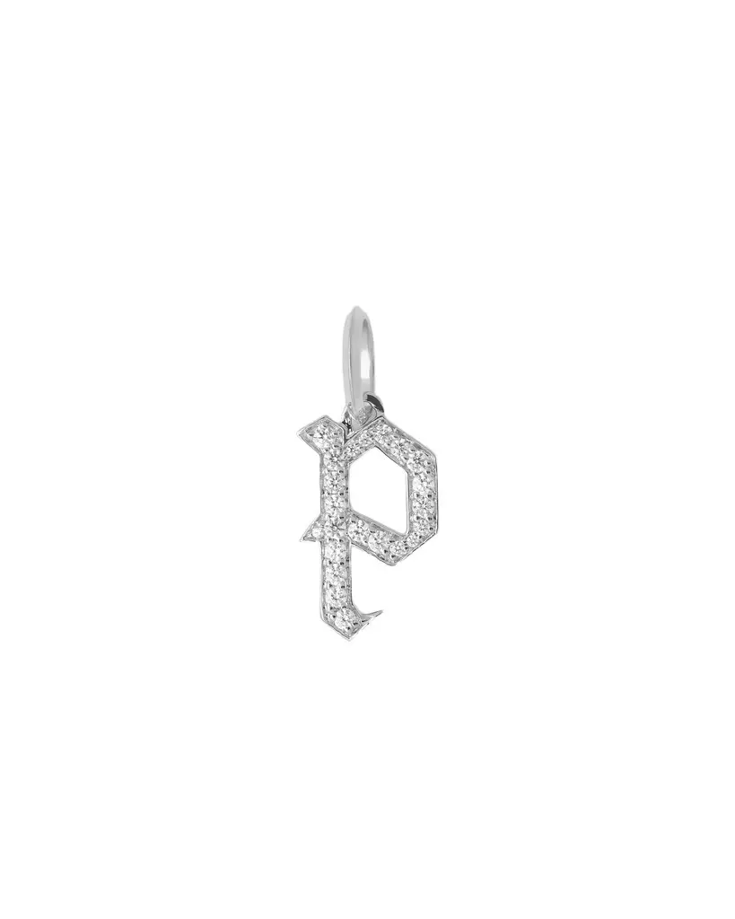 Jennifer Fisher Jennifer Fisher Capital Gothic Letter Charm with Pavé White Diamonds P /