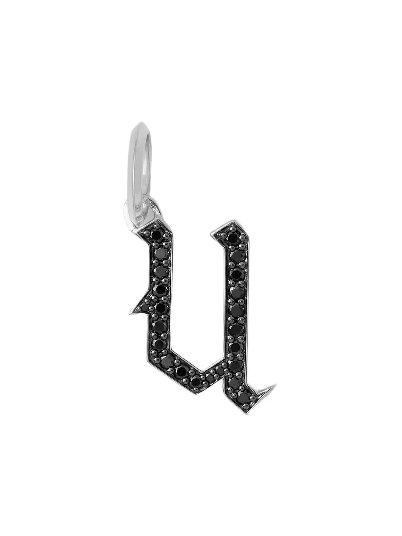 Jennifer Fisher Jennifer Fisher Capital Gothic Letter Charm with Pavé Black Diamonds 18K White Gold / U