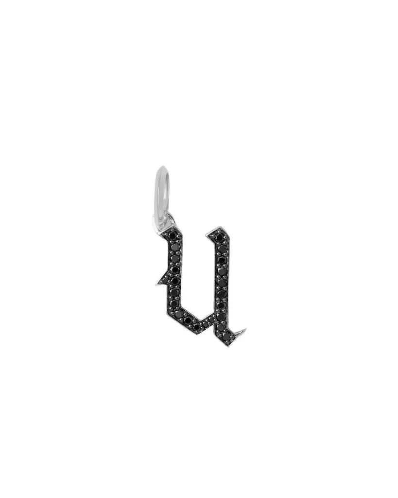 Jennifer Fisher Jennifer Fisher Capital Gothic Letter Charm with Pavé Black Diamonds 18K White Gold / U
