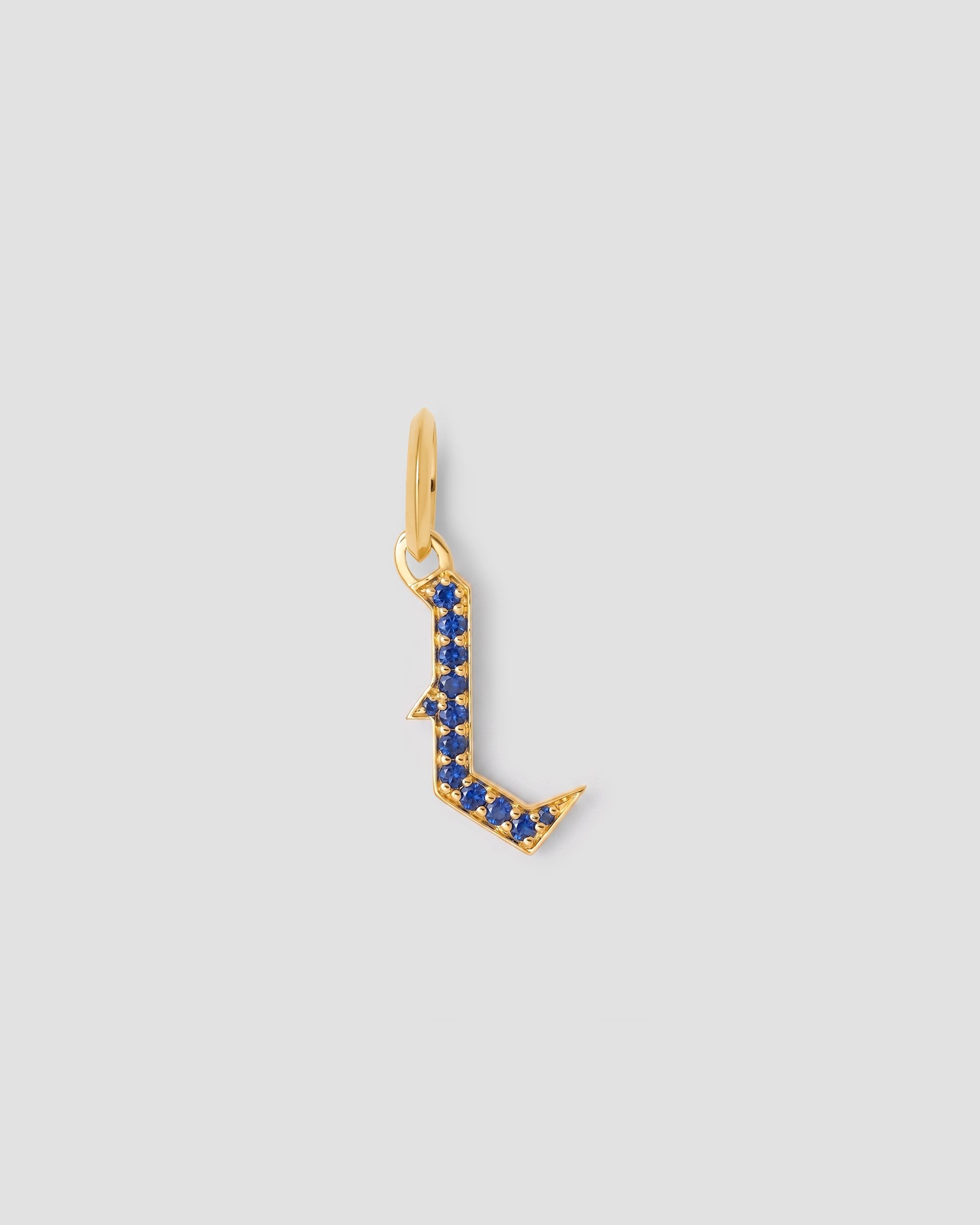 Jennifer Fisher Jennifer Fisher Capital Gothic Letter Charm with Pavé Gemstones Blue Sapphire /