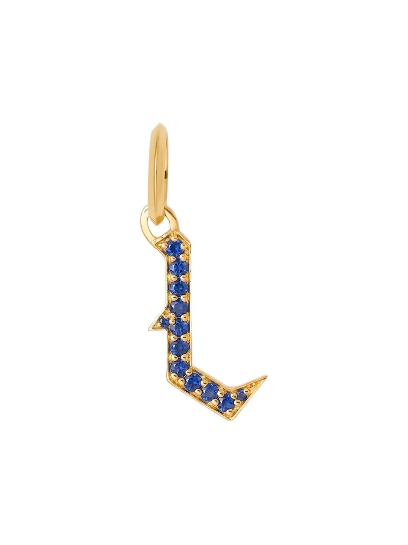 Jennifer Fisher Jennifer Fisher Capital Gothic Letter Charm with Pavé Gemstones Blue Sapphire / L