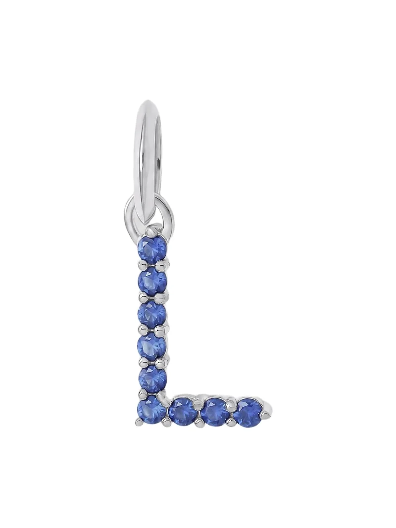 Jennifer Fisher Medium Floating Sapphire Minimal Block Letter 18K White Gold / L