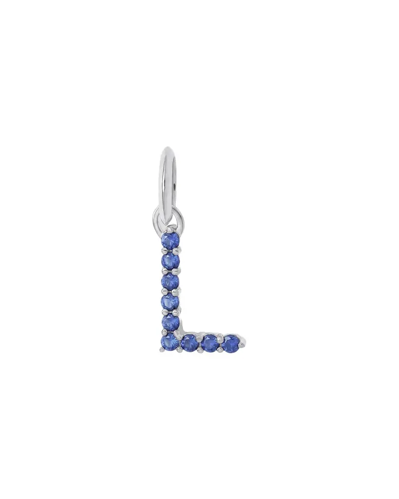 Jennifer Fisher Jennifer Fisher Medium Floating Sapphire Minimal Block Letter 18K White Gold / L