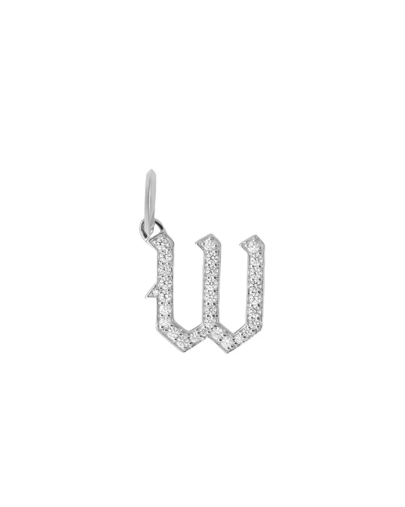 Jennifer Fisher Jennifer Fisher Capital Gothic Letter Charm with Pavé White Diamonds W / 18K