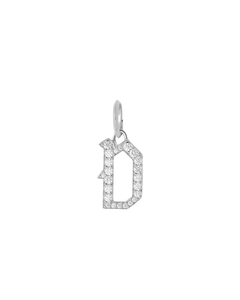 Jennifer Fisher Jennifer Fisher Capital Gothic Letter Charm with Pavé White Diamonds D / 18K