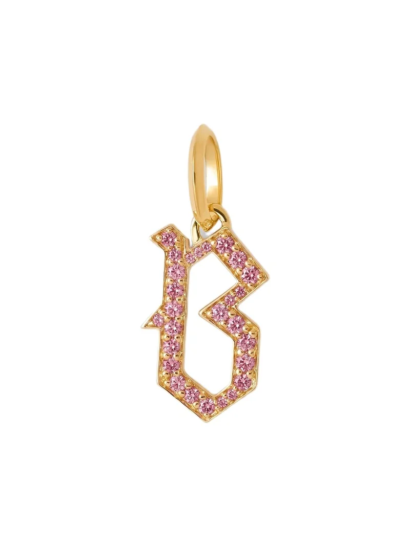 Jennifer Fisher Jennifer Fisher Capital Gothic Letter Charm with Pavé Gemstones Pink Sapphire / B