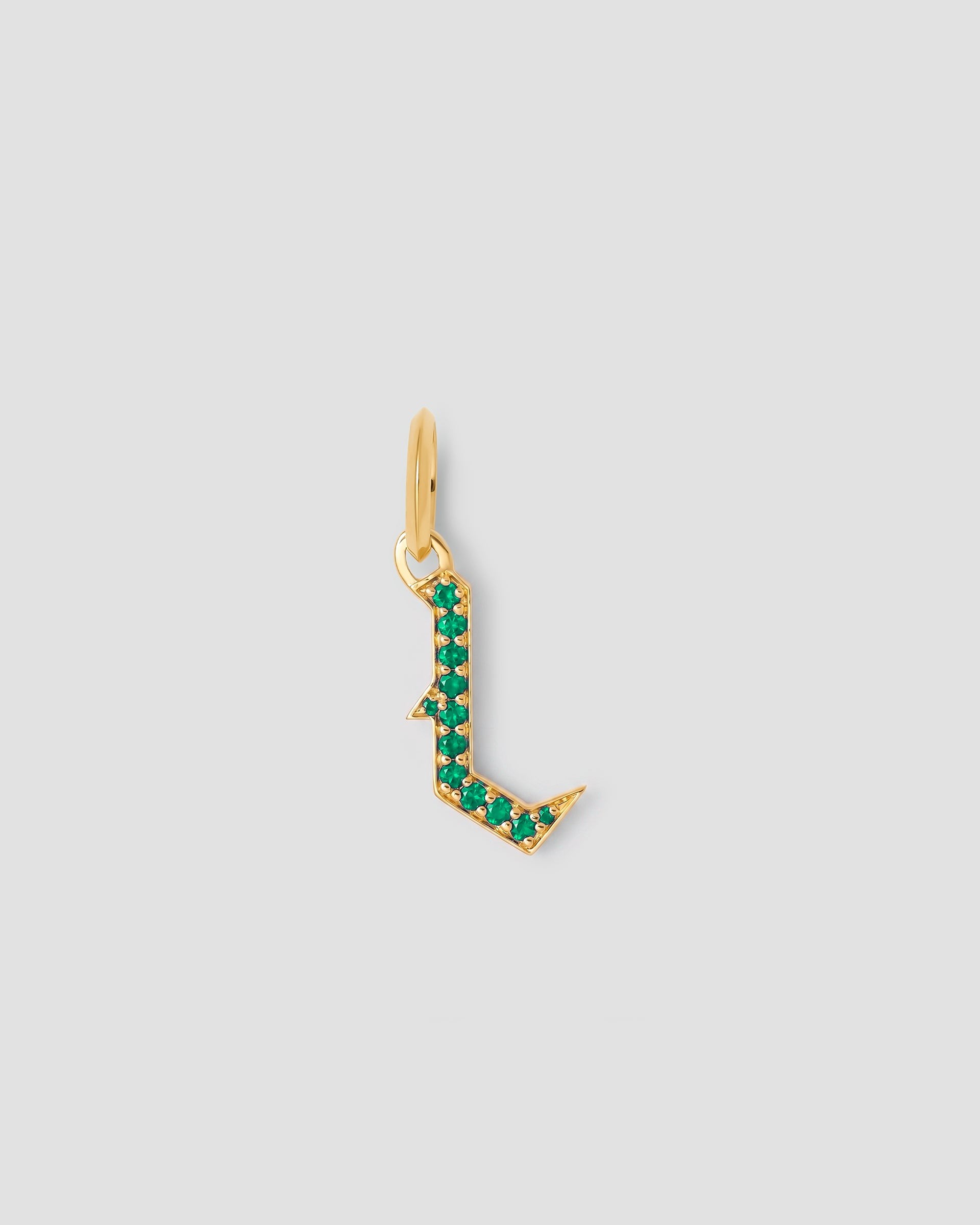 Jennifer Fisher Jennifer Fisher Capital Gothic Letter Charm with Pavé Gemstones Emerald /
