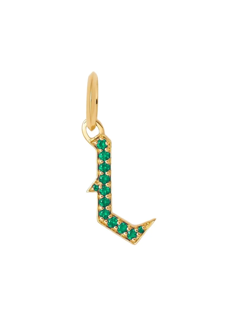 Jennifer Fisher Jennifer Fisher Capital Gothic Letter Charm with Pavé Gemstones Emerald / L