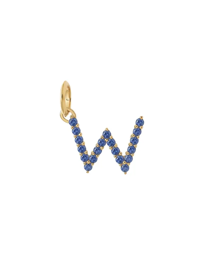 Jennifer Fisher Jennifer Fisher Medium Floating Sapphire Minimal Block Letter 18K Yellow Gold / W