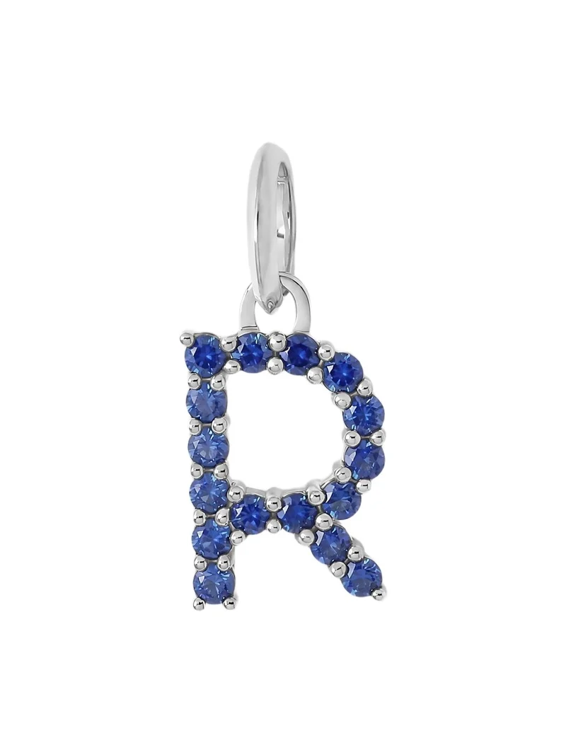 Jennifer Fisher Medium Floating Sapphire Minimal Block Letter 18K White Gold / R