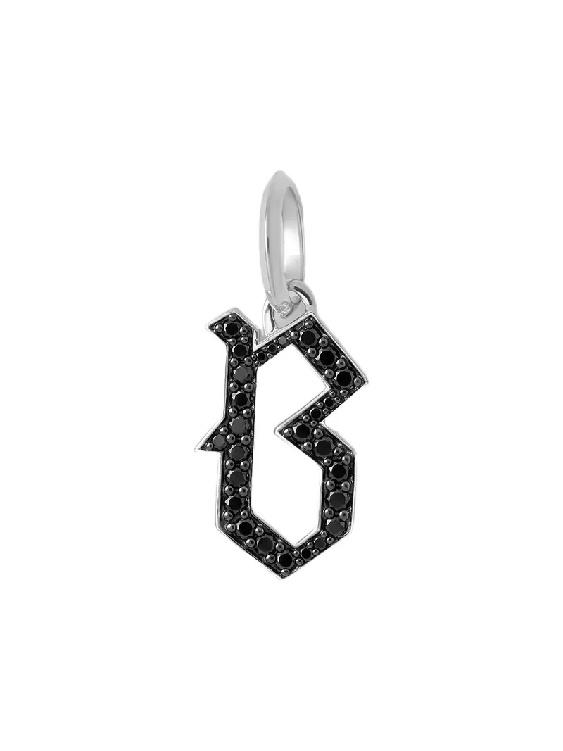 Jennifer Fisher Jennifer Fisher Capital Gothic Letter Charm with Pavé Black Diamonds 18K White Gold / B