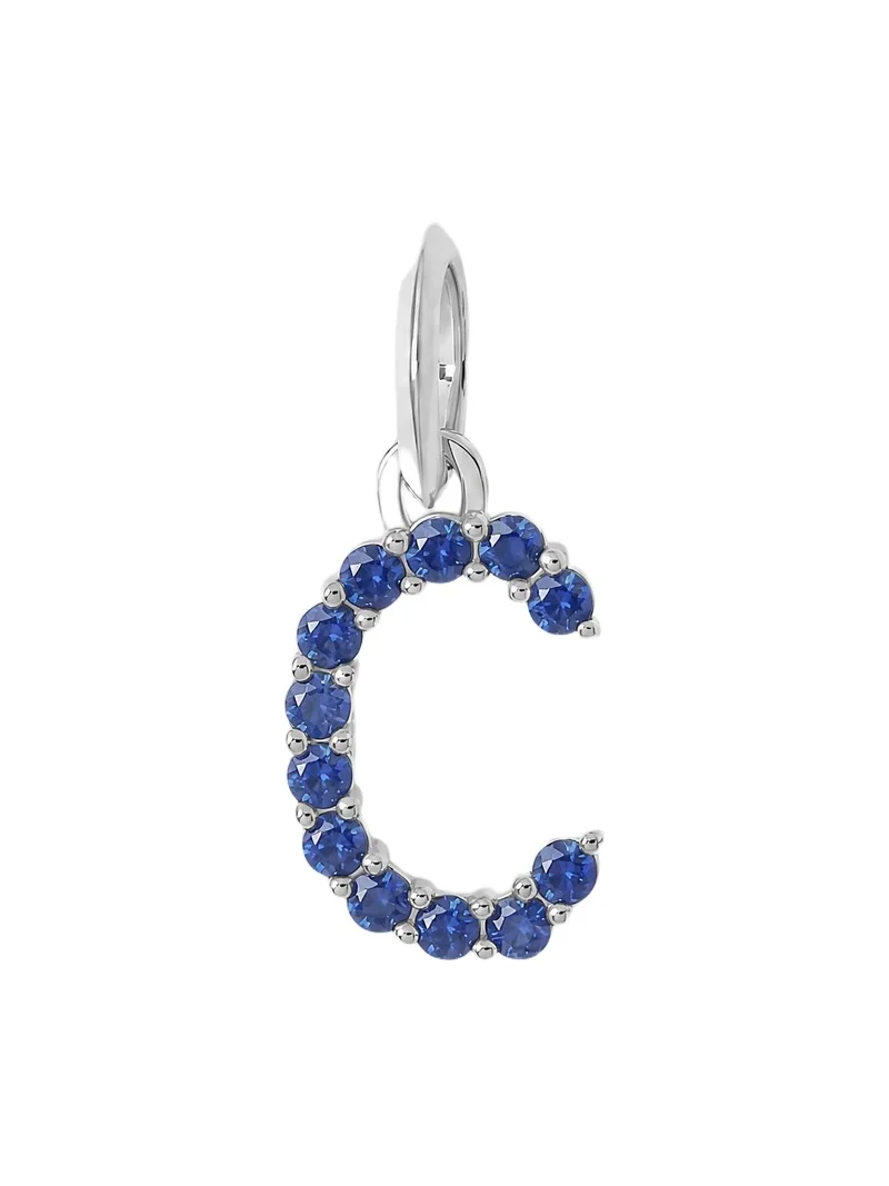 Jennifer Fisher Medium Floating Sapphire Minimal Block Letter 18K White Gold / C