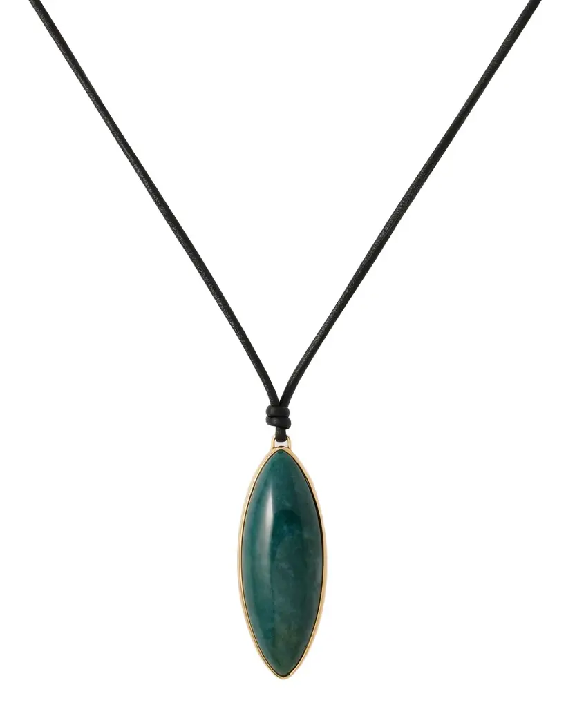 Jennifer Fisher Semi-Precious Dagger Leather Cord Necklace Green Moss Jennifer Fisher Semi-Precious Dagger Leather Cord Necklace Green Moss