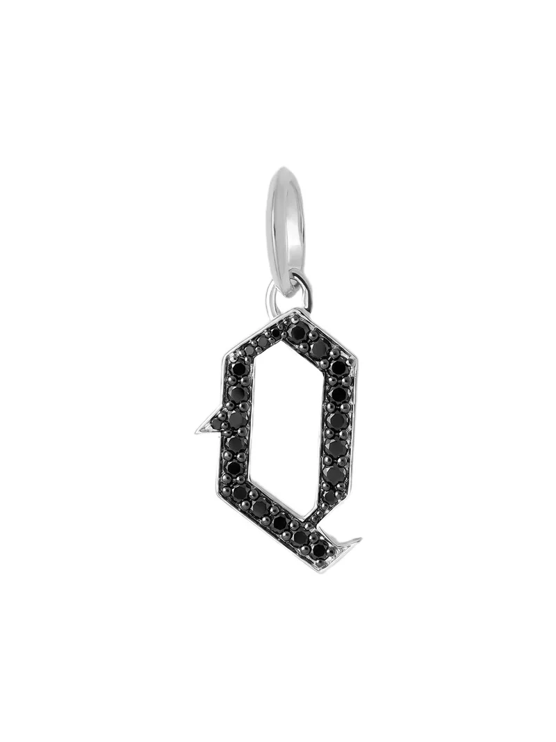 Jennifer Fisher Jennifer Fisher Capital Gothic Letter Charm with Pavé Black Diamonds 18K White Gold / Q