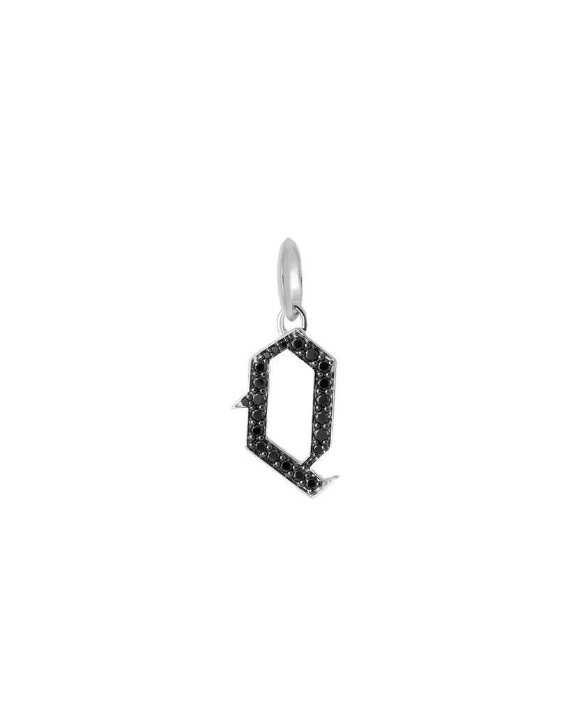 Jennifer Fisher Jennifer Fisher Capital Gothic Letter Charm with Pavé Black Diamonds 18K White Gold / Q