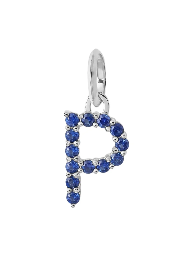 Jennifer Fisher Medium Floating Sapphire Minimal Block Letter 18K White Gold / P