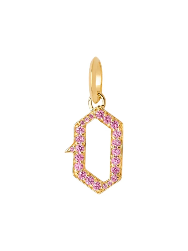 Jennifer Fisher Jennifer Fisher Capital Gothic Letter Charm with Pavé Gemstones Pink Sapphire / O