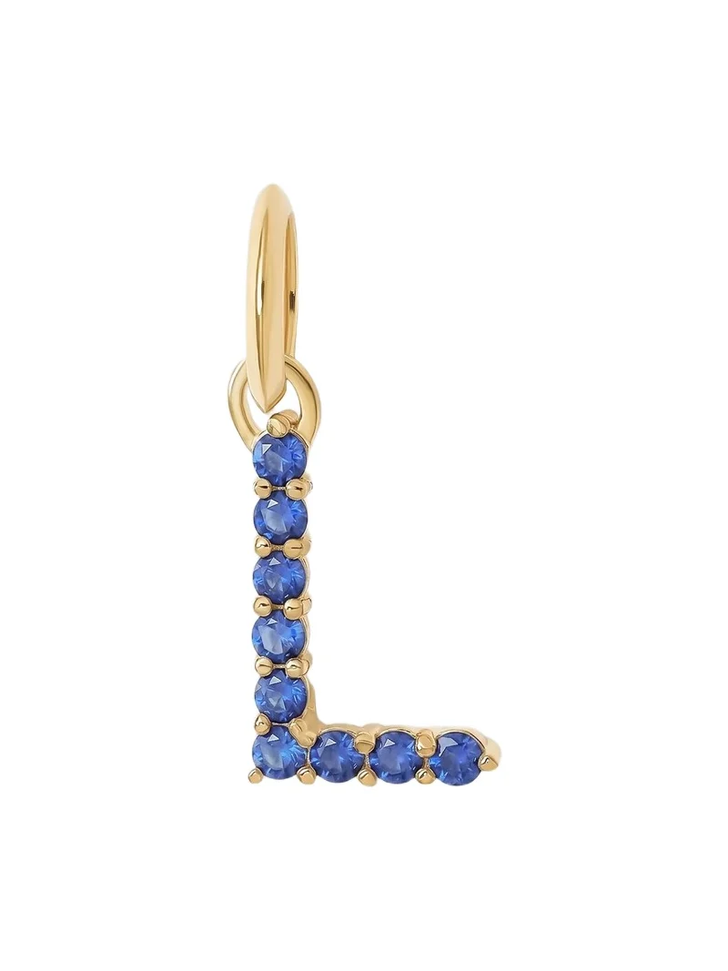 Jennifer Fisher Medium Floating Sapphire Minimal Block Letter 18K Yellow Gold / L