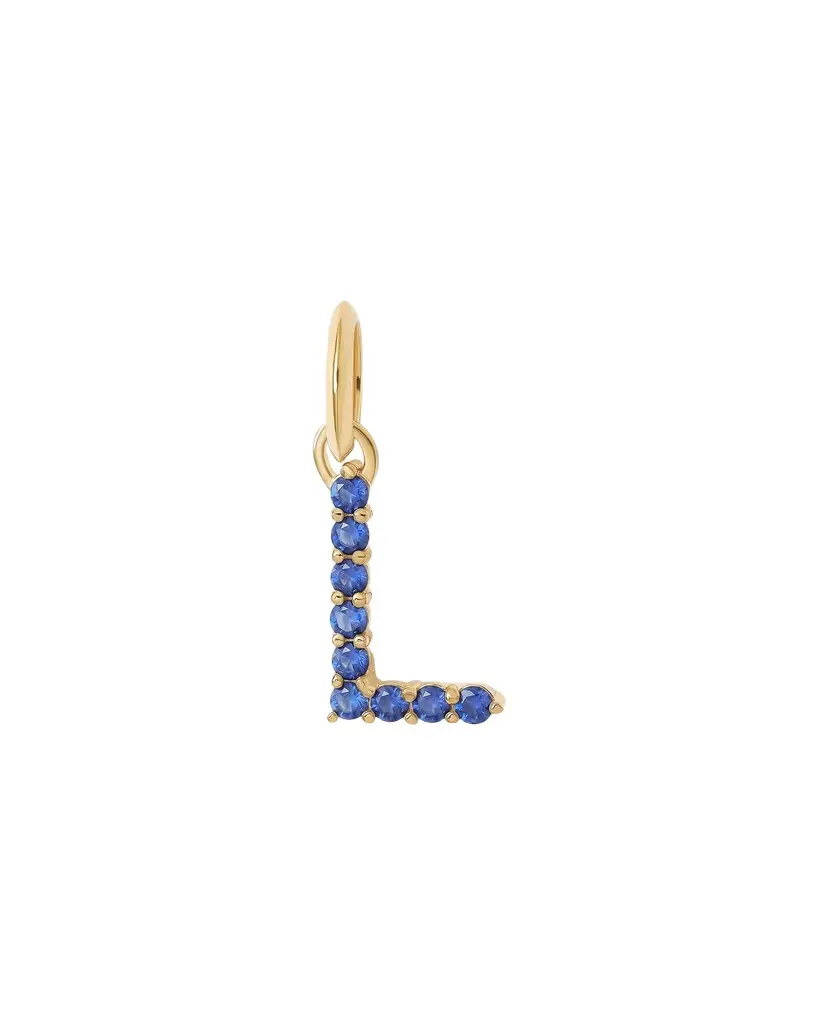 Jennifer Fisher Jennifer Fisher Medium Floating Sapphire Minimal Block Letter 18K Yellow Gold / L