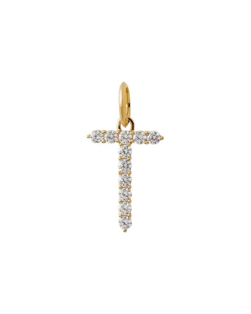 Jennifer Fisher Jennifer Fisher Large Floating Diamond Minimal Block Letter T / 18K