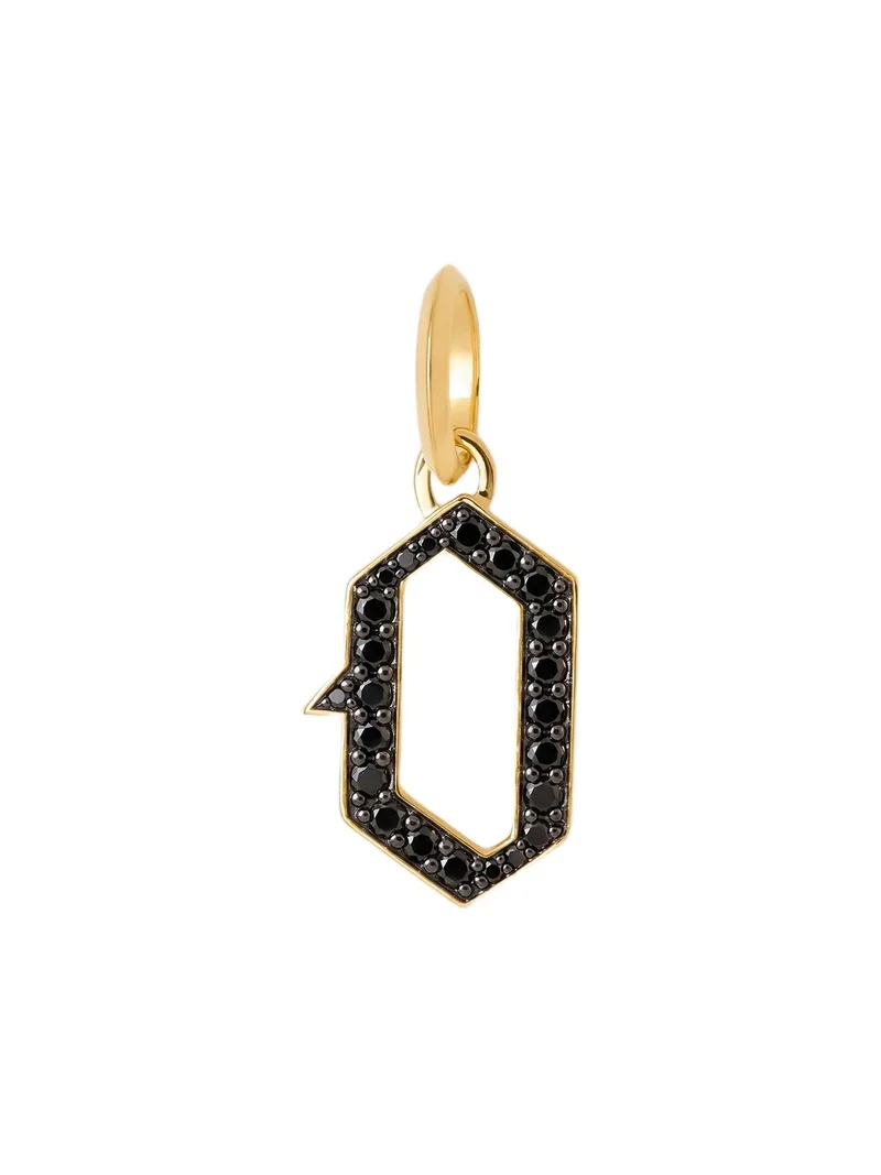 Jennifer Fisher Capital Gothic Letter Charm with Pavé Black Diamonds 18K Yellow Gold / O