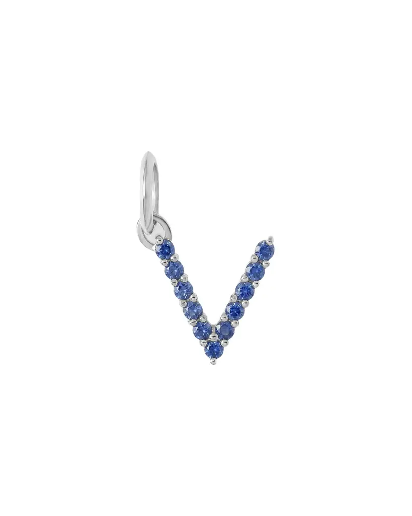 Jennifer Fisher Medium Floating Sapphire Minimal Block Letter 18K White Gold / V