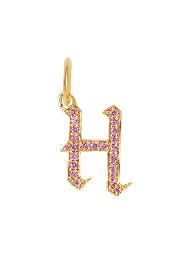 Jennifer Fisher Jennifer Fisher Capital Gothic Letter Charm with Pavé Gemstones Pink Sapphire / H
