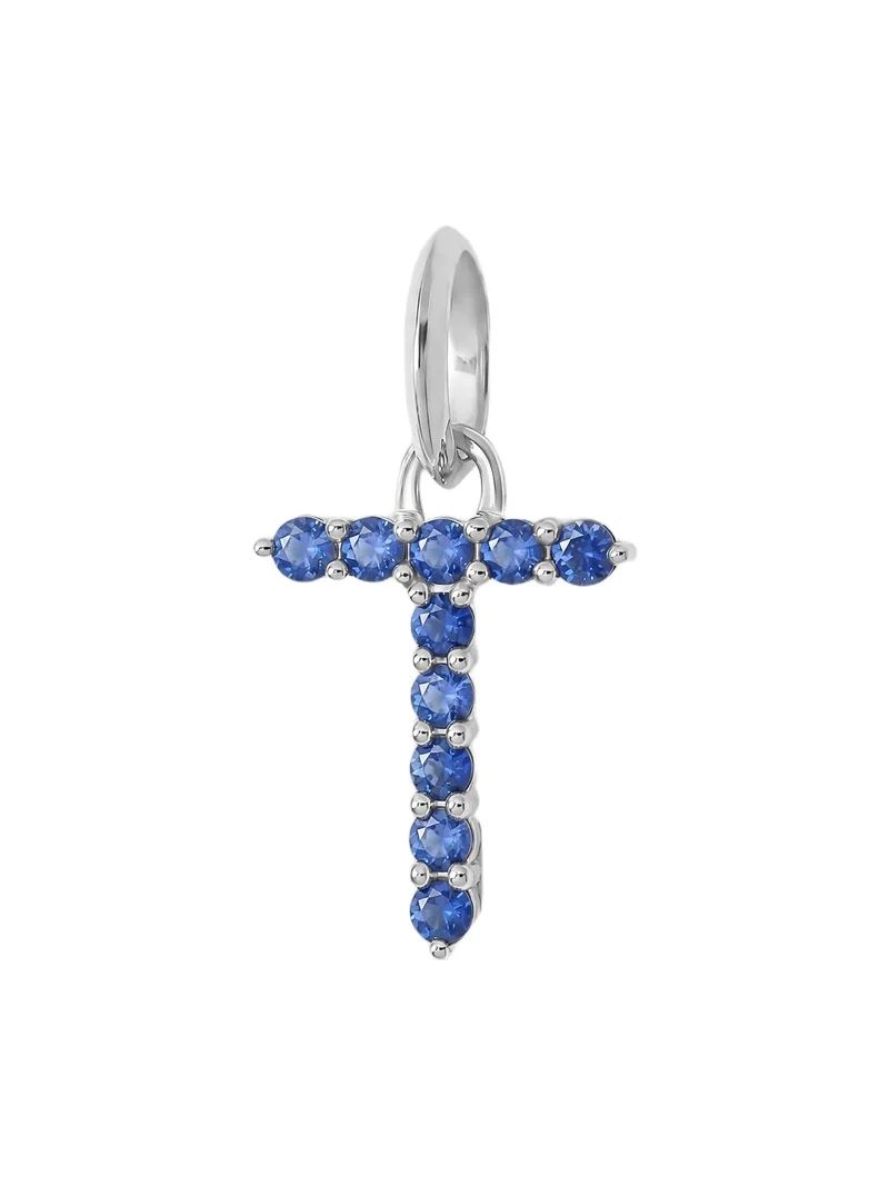 Jennifer Fisher Medium Floating Sapphire Minimal Block Letter 18K White Gold / T