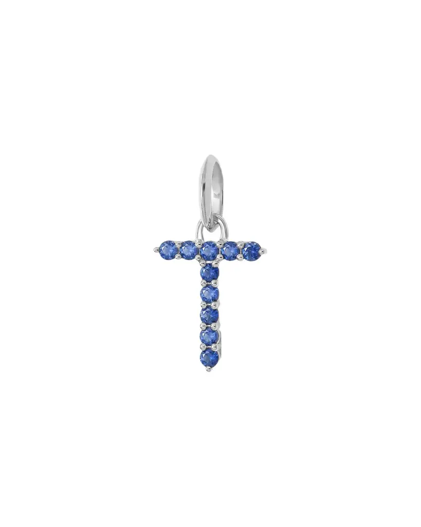Jennifer Fisher Medium Floating Sapphire Minimal Block Letter 18K White Gold / T