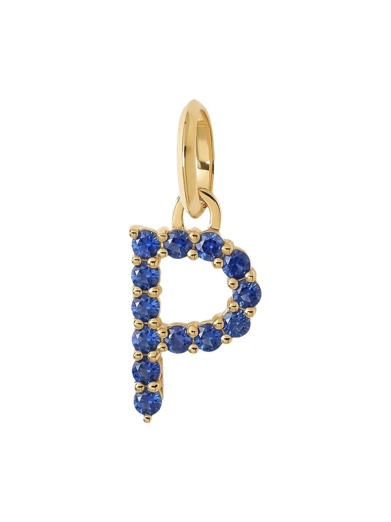 Jennifer Fisher Medium Floating Sapphire Minimal Block Letter 18K Yellow Gold / P