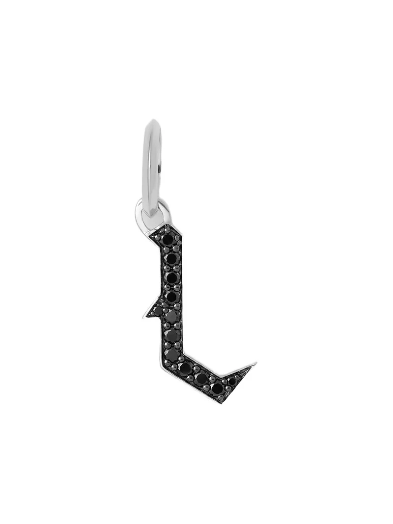 Jennifer Fisher Jennifer Fisher Capital Gothic Letter Charm with Pavé Black Diamonds 18K White Gold / L