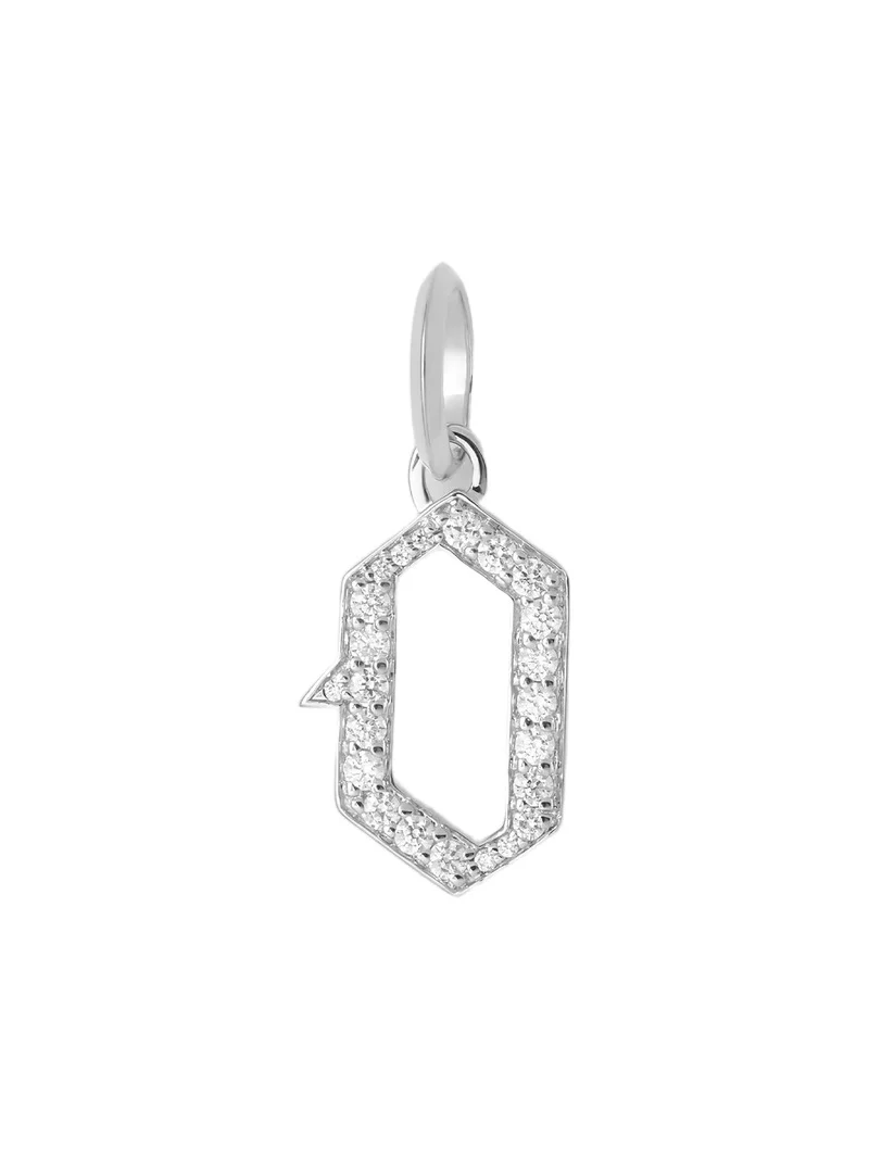 Jennifer Fisher Capital Gothic Letter Charm with Pavé White Diamonds O / 18K White Gold