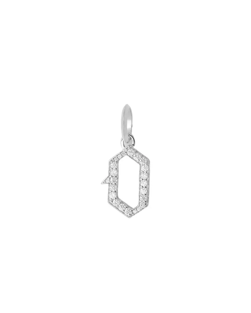 Jennifer Fisher Capital Gothic Letter Charm with Pavé White Diamonds O / Jennifer Fisher Capital Gothic Letter Charm with Pavé White Diamonds O /