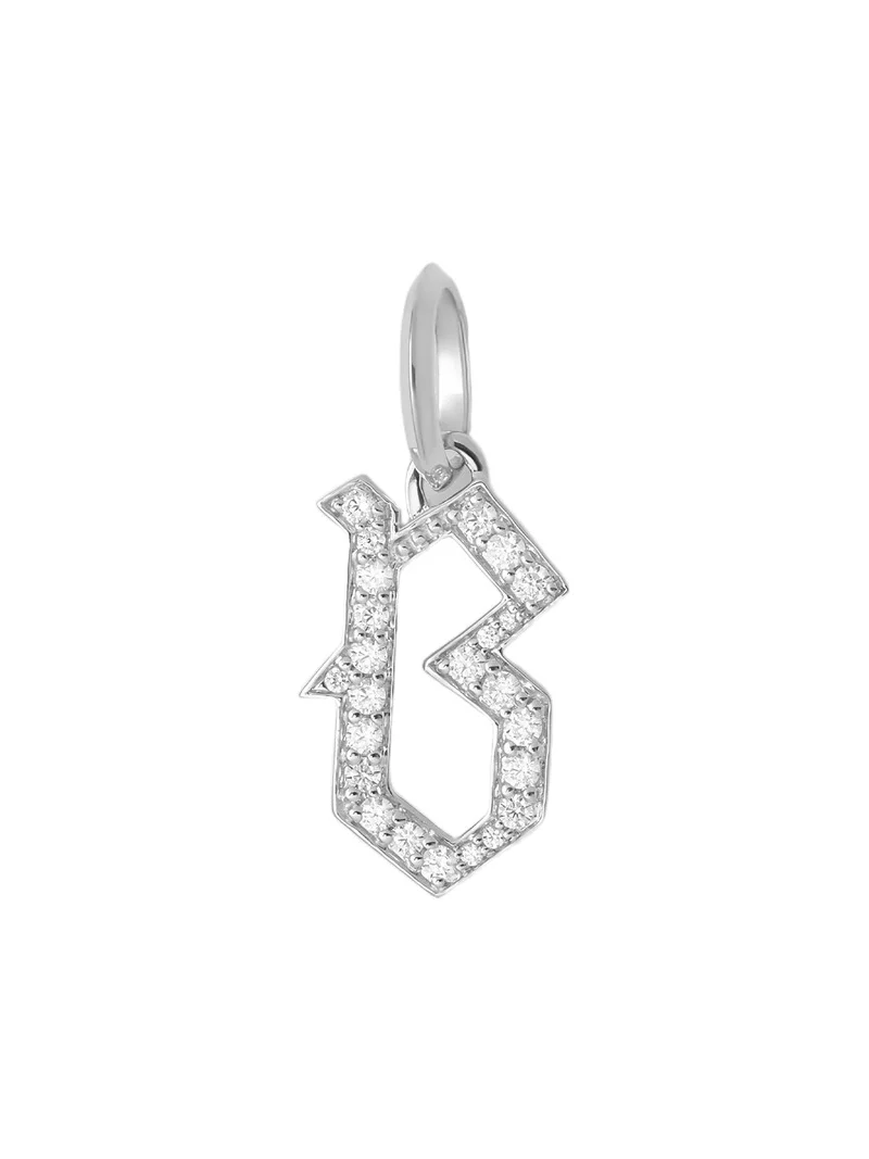 Capital Gothic Letter Charm with Pavé White Diamonds B / 18K White Gold Capital Gothic Letter Charm with Pavé White Diamonds B / 18K White Gold