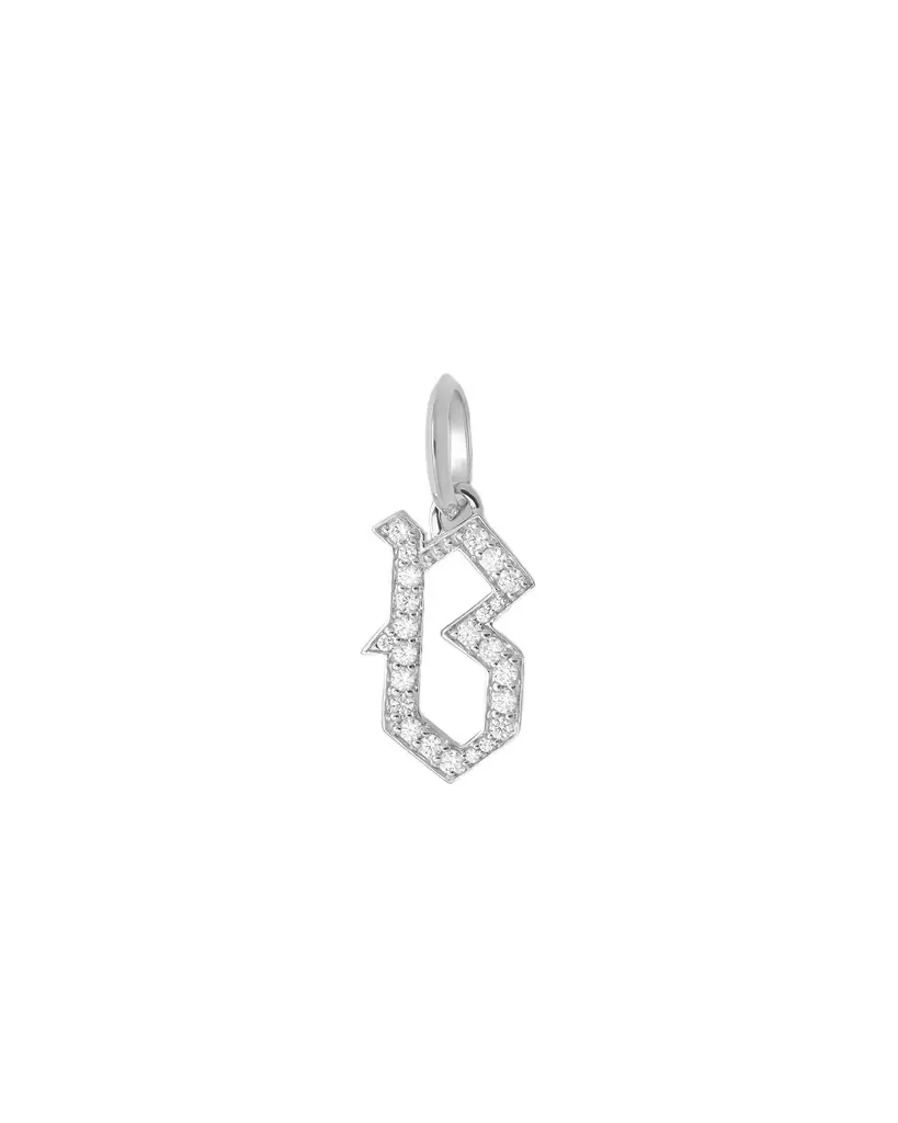 Jennifer Fisher Jennifer Fisher Capital Gothic Letter Charm with Pavé White Diamonds B /